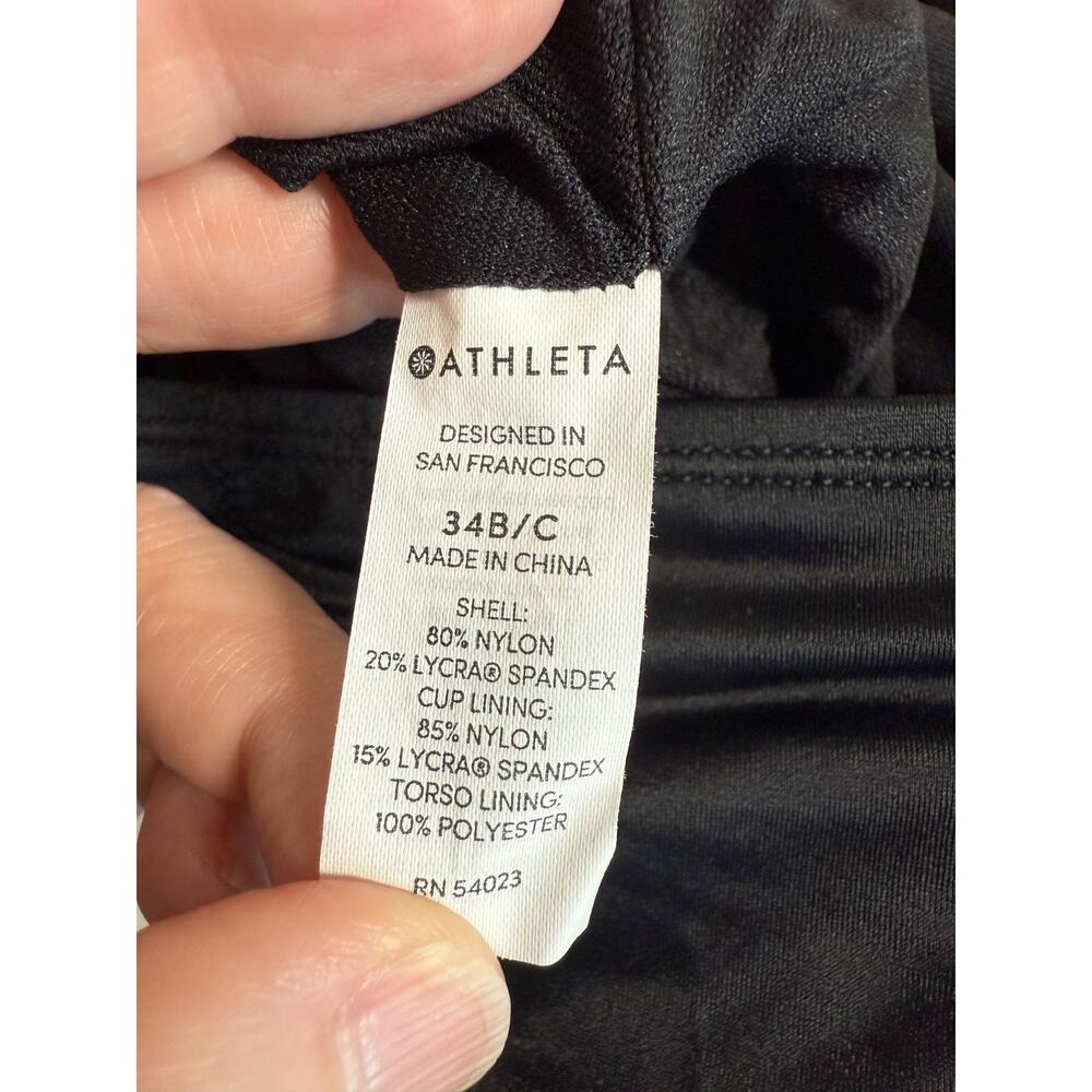 Athleta Wrap Halter One Piece Swimsuit Womens Size 34B/C Black Vacation Beach - Picture 5 of 6